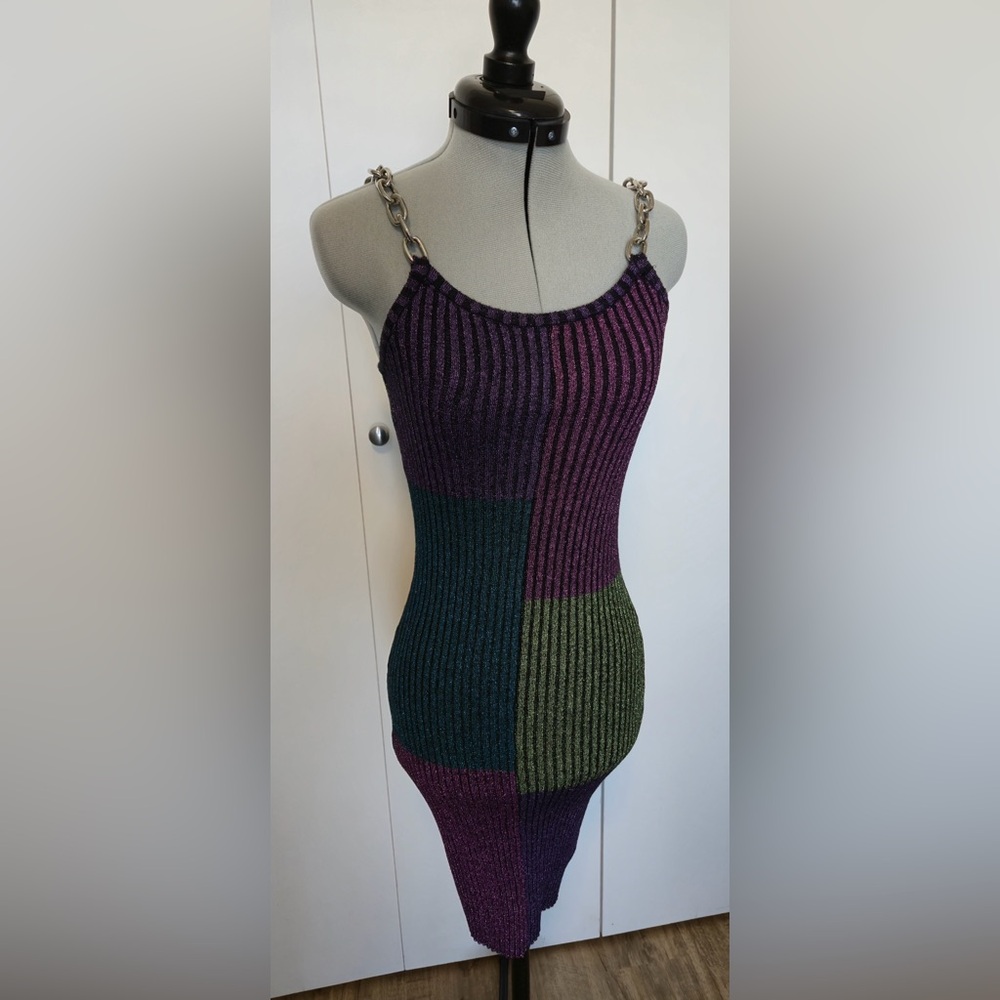 Ragged Priest chain strap multicolour bodycon dress size xs